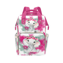 Load image into Gallery viewer, Baby Elephant (pink) Multi-Function Diaper Backpack/Diaper Bag| Nita&#39;s Krafty Kreations™
