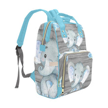 Load image into Gallery viewer, Blue Baby Elephant (Boy) Multi-Function Diaper Backpack/Diaper Bag| Nita&#39;s Krafty Kreations™
