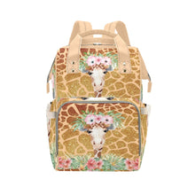 Load image into Gallery viewer, Flower Giraffe Multi-Function Diaper Backpack/Diaper Bag| Nita&#39;s Krafty Kreations™
