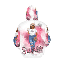 Cargar imagen en el visor de la galería, Survivor All Over Print Hoodie for Women (with black woman face) | Nita&#39;s Krafty Kreations™
