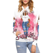 Load image into Gallery viewer, Survivor All Over Print Hoodie for Women (with black woman face) | Nita&#39;s Krafty Kreations™
