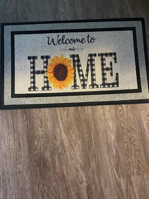 Welcome Home with a Center Sunflower  Door Mat | Nita's Krafty Kreations™