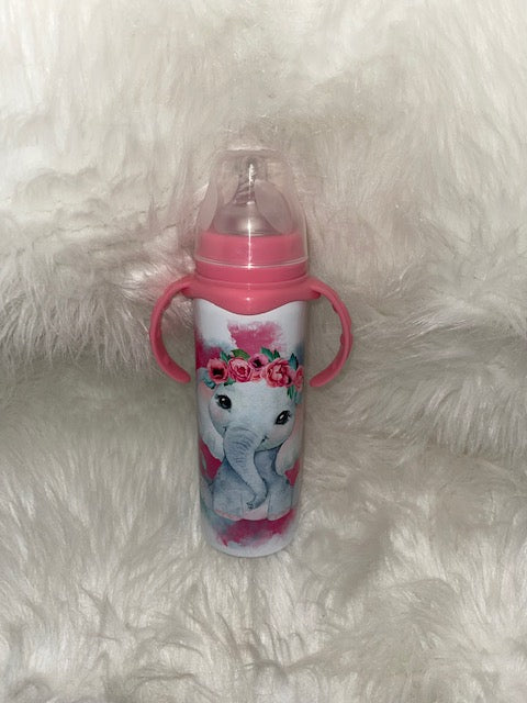 Pink Blush Elephant Baby Bottle | Nita's Krafty Kreations™