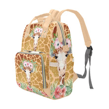 Load image into Gallery viewer, Flower Giraffe Multi-Function Diaper Backpack/Diaper Bag| Nita&#39;s Krafty Kreations™
