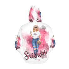 Cargar imagen en el visor de la galería, Survivor All Over Print Hoodie for Women (White Female Face) | Nita&#39;s Krafty Kreations™
