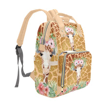 Load image into Gallery viewer, Flower Giraffe Multi-Function Diaper Backpack/Diaper Bag| Nita&#39;s Krafty Kreations™
