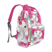 Load image into Gallery viewer, Baby Elephant (pink) Multi-Function Diaper Backpack/Diaper Bag| Nita&#39;s Krafty Kreations™
